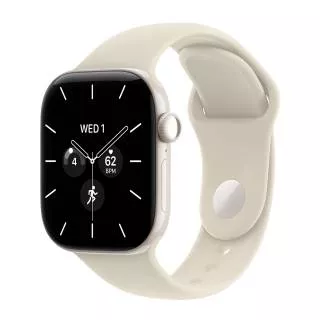Купить Часы Apple Watch Series 12 42 мм, корпус из керамики цвета «Жемчужно белый», спортивный ремешок S/M цвета «Песочный» (для других стран)
