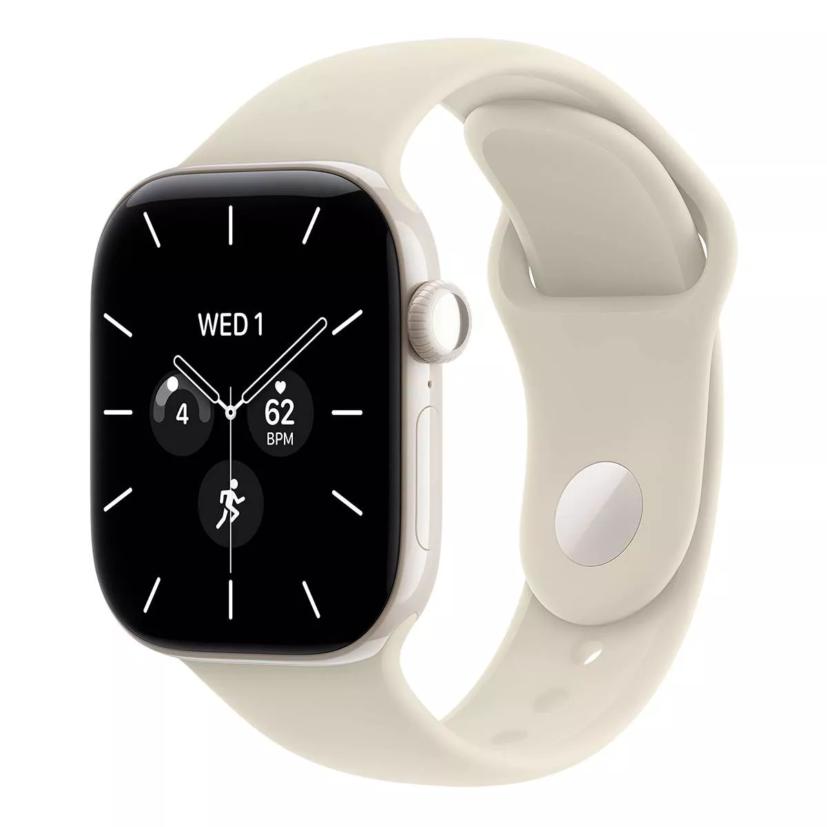 Часы Apple Watch Series 12 46 мм, корпус из керамики цвета «Жемчужно белый», спортивный ремешок M/L цвета «Песочный» (для других стран)