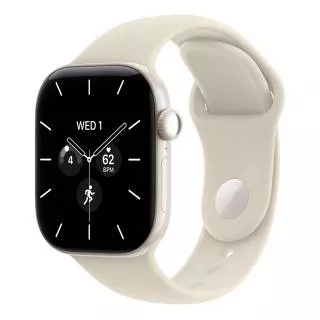 Купить Часы Apple Watch Series 12 46 мм, корпус из керамики цвета «Жемчужно белый», спортивный ремешок M/L цвета «Песочный» (для других стран)