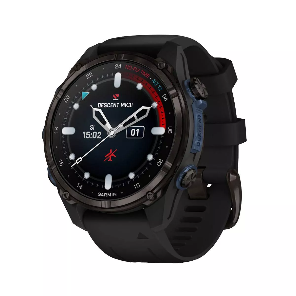Часы Garmin Descent Mk3i 43 mm, Titanium Carbon gray, DLC, black silicone strap