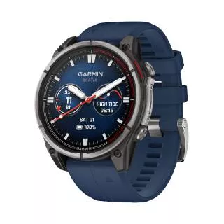 Купить Часы Garmin quatix 8 47 mm, AMOLED, Sapphire, Titanium, blue silicone strap