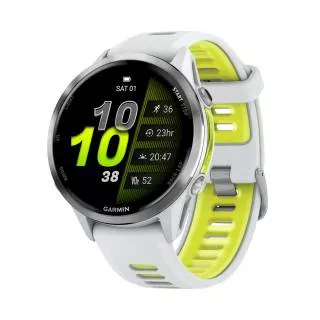 Купить Часы Garmin Forerunner 970 white, titanium bezel, with white and green strap