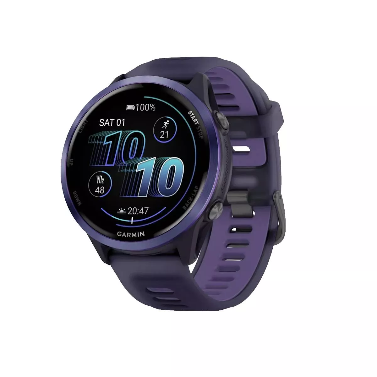 Часы Garmin Forerunner 570 - 47mm, dark gray, indigo aluminum bezel, purple/indigo strap