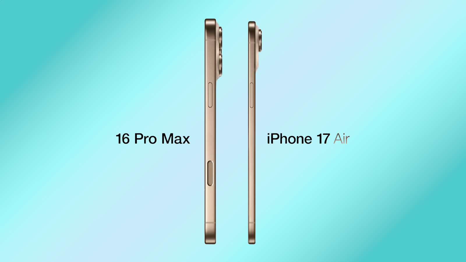Сравнение толщины iPhone 16 Pro Max и iPhone 17 Air